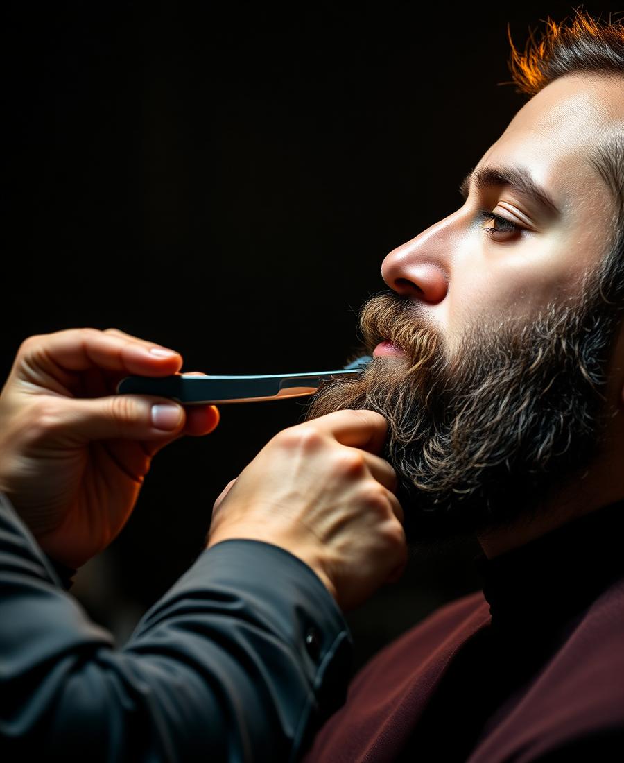 Modelagem de barba com navalha na Agothi Barber